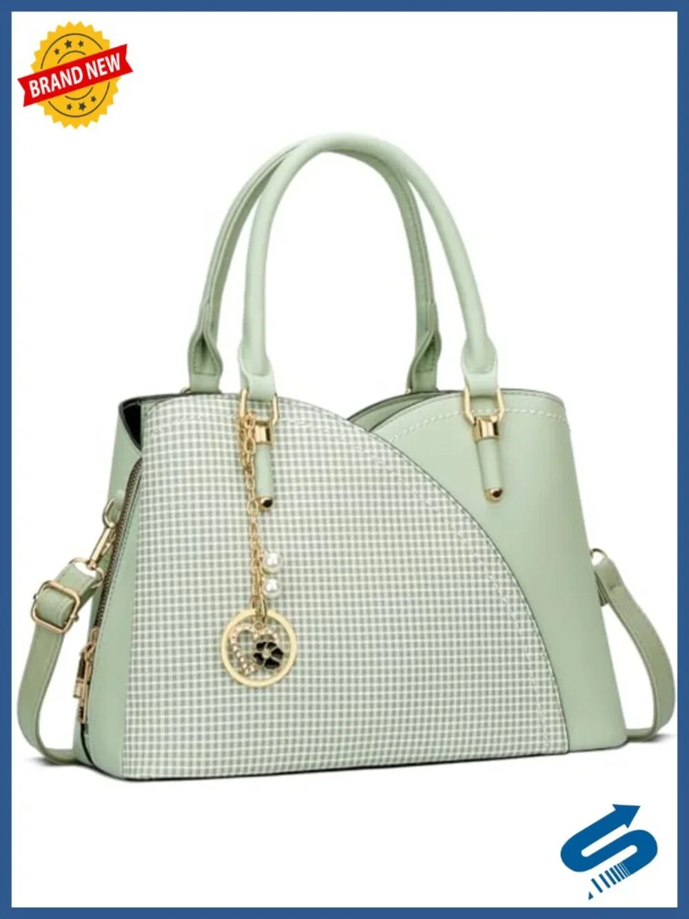 Triple Compartment Satchel Handbag Vegan Leather Shoulder Bag